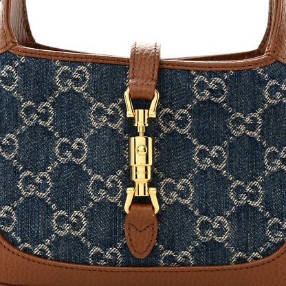 Gucci New Denim GG Monogram Calfskin Mini Jackie 1961 Hobo Blue Tea Cuir 8 of 10