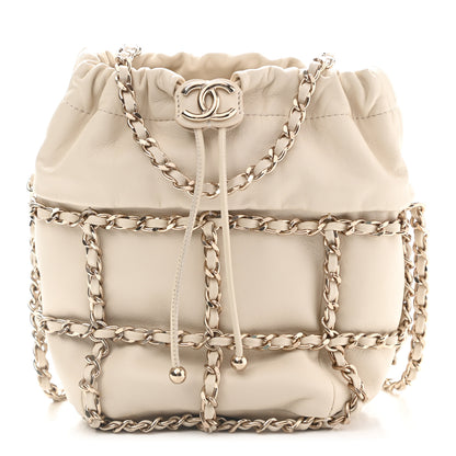 Chanel Lambskin Bucket Chain Drawstring Bag Beige 1 of 10