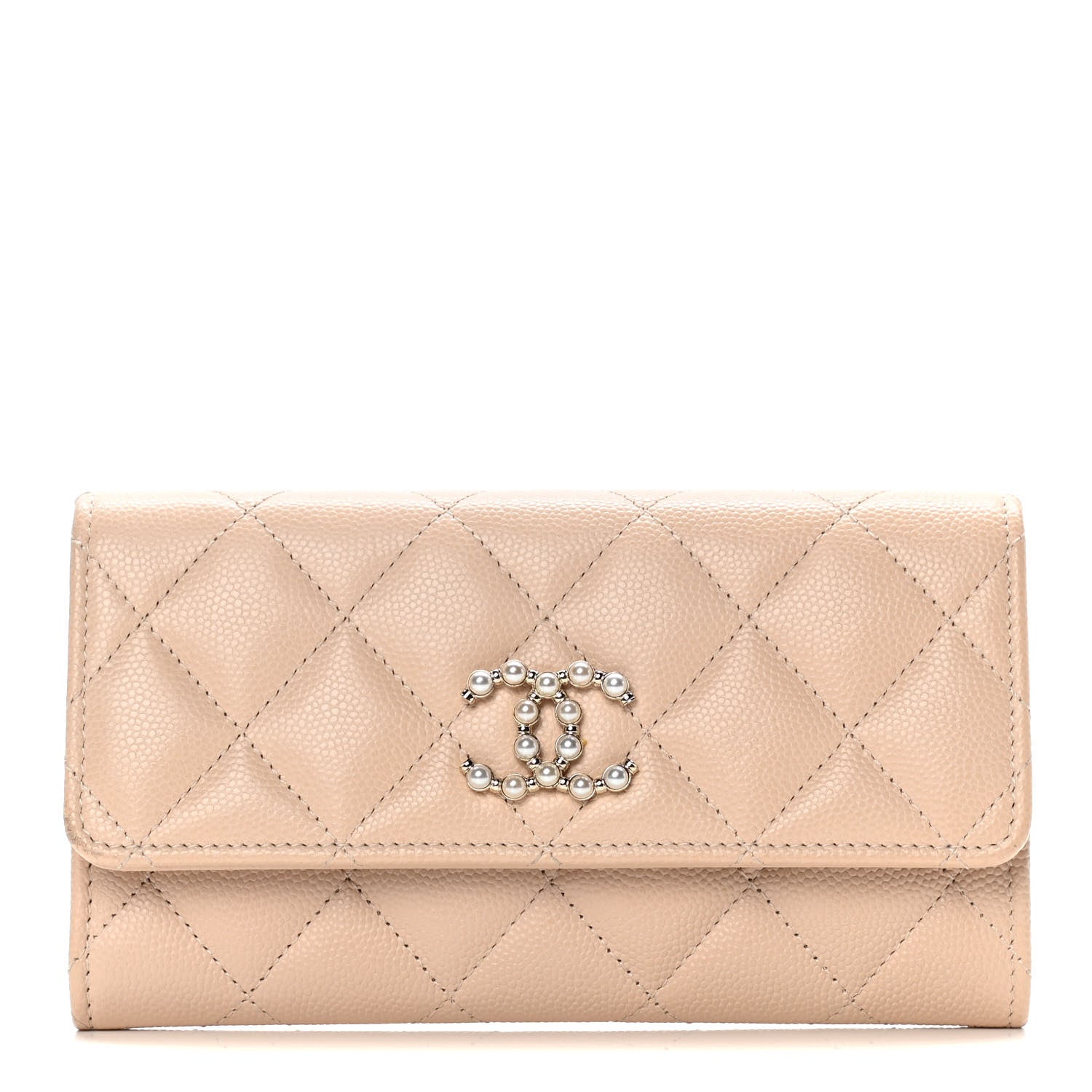 Chanel Caviar Pearl Quilted Coco Candy Wallet Beige 1 of 12