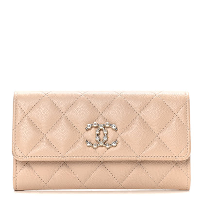 Chanel Caviar Pearl Quilted Coco Candy Wallet Beige 1 of 12