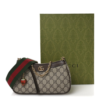 Gucci GG Supreme Monogram Textured Dollar Calfskin Web Small Ophidia GG Handbag Beige Ebony New Acero 11 of 12