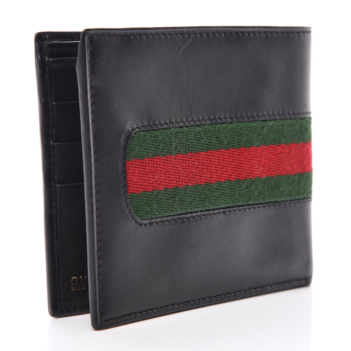 Calfskin Web Bi-Fold Wallet Black