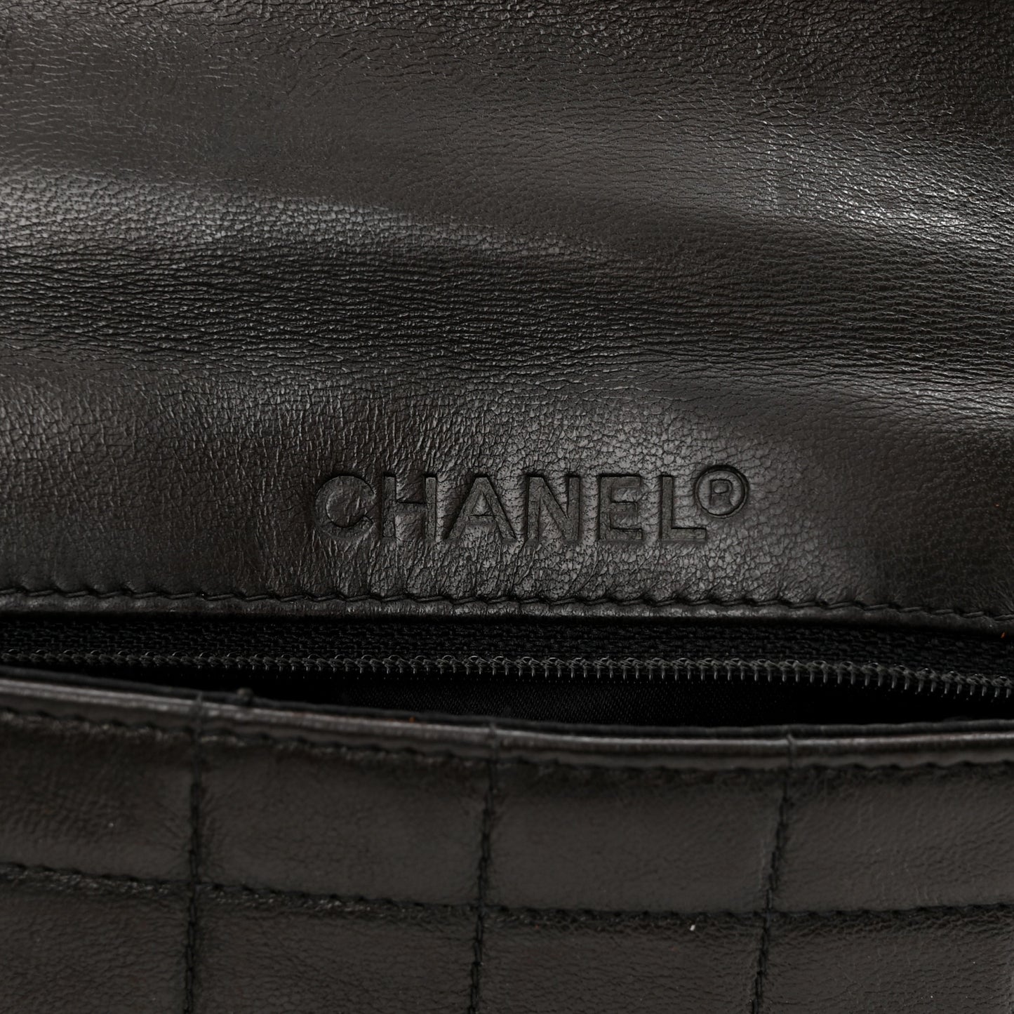 Lambskin Chocolate Bar Mademoiselle Flap Black