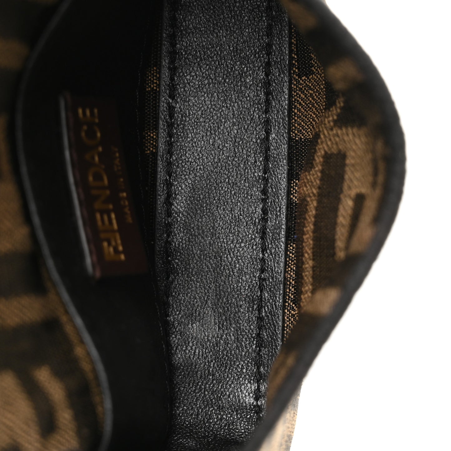 X VERSACE Fabric Jacquard Fendace FF Nano Brooch Baguette Tobacco Black