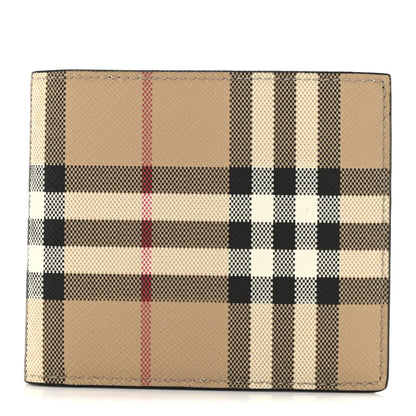 Burberry E-Canvas Vintage Check Bi-Fold Wallet Archive Beige 1 of 8