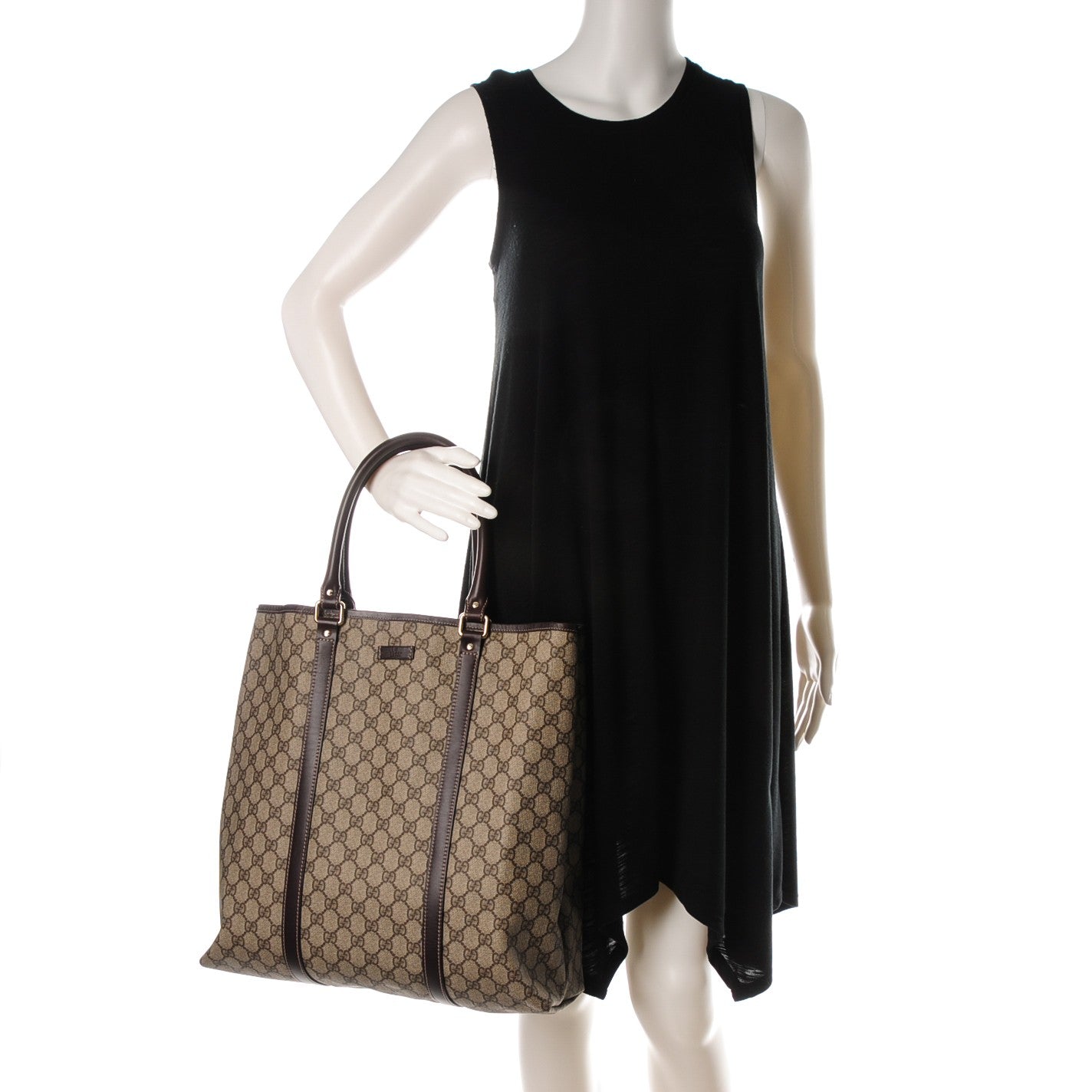 GG Plus Monogram Joy Vertical Tote Dark Brown