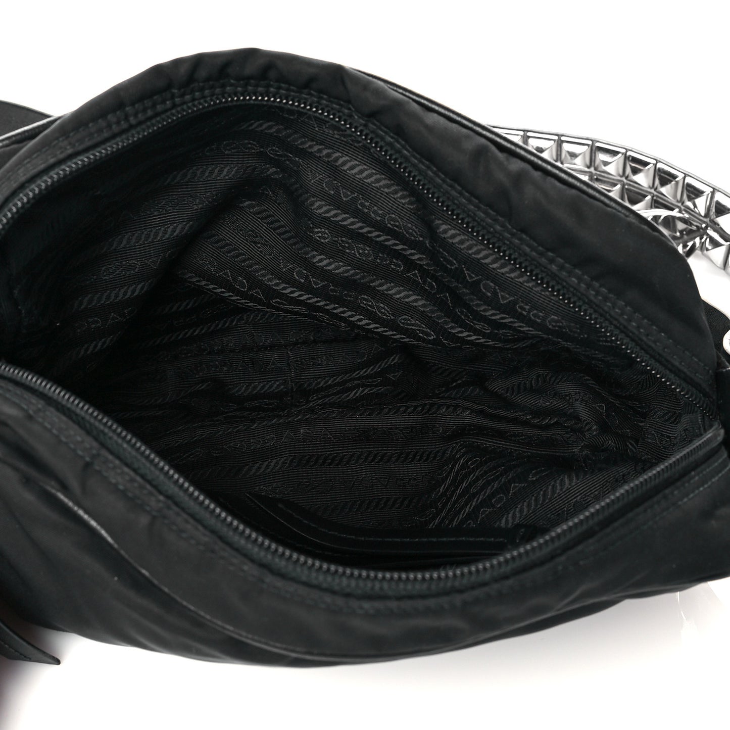Tessuto Nylon Studded New Vela Shoulder Bag Black Cromo