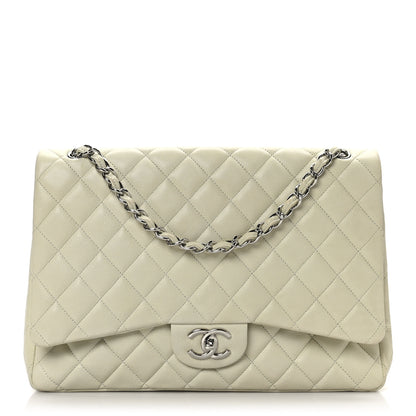 Chanel Caviar Quilted Maxi Double Flap Light Green 1 of 9
