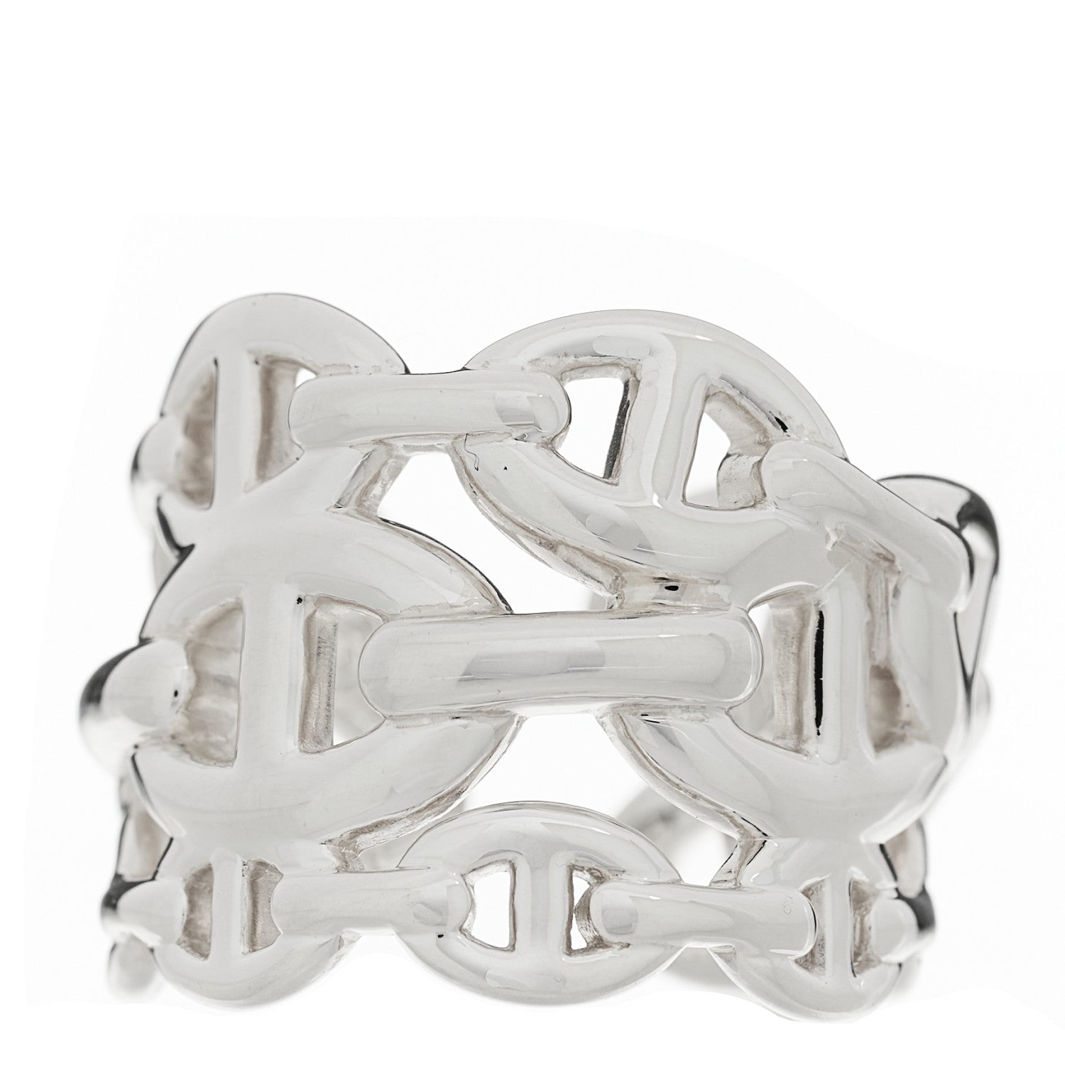 Hermes Sterling Silver GM Chaine d'Ancre Enchainee Band Ring 55 7.25 1 of 5