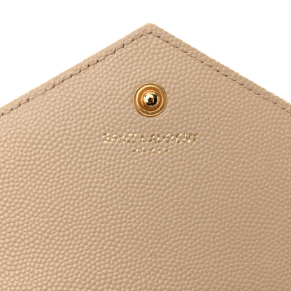 Saint Laurent Grain De Poudre Matelasse Chevron Monogram Chain Wallet Dark Beige 7 of 14