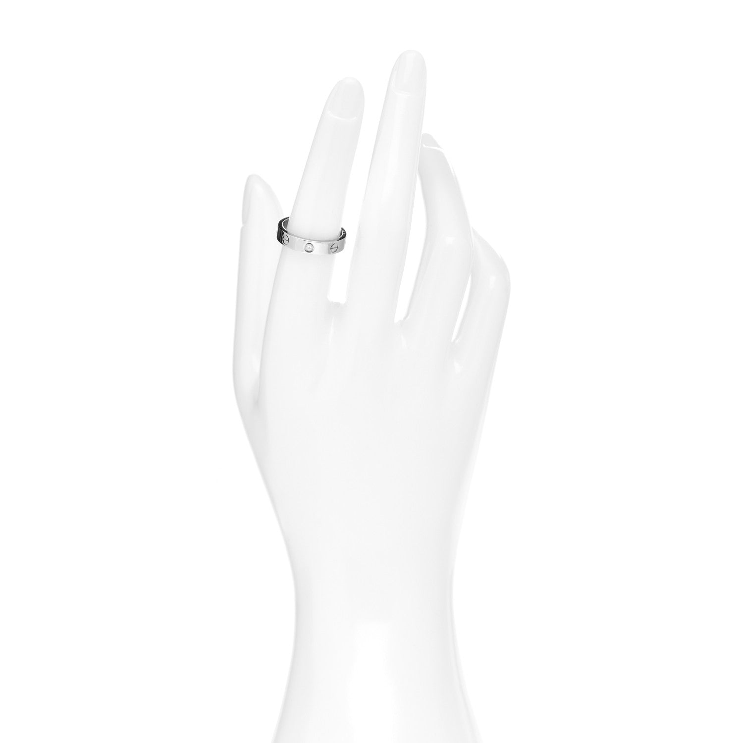 Cartier 18K White Gold Diamond 4mm LOVE Wedding Band Ring 53 6.5 2 of 5