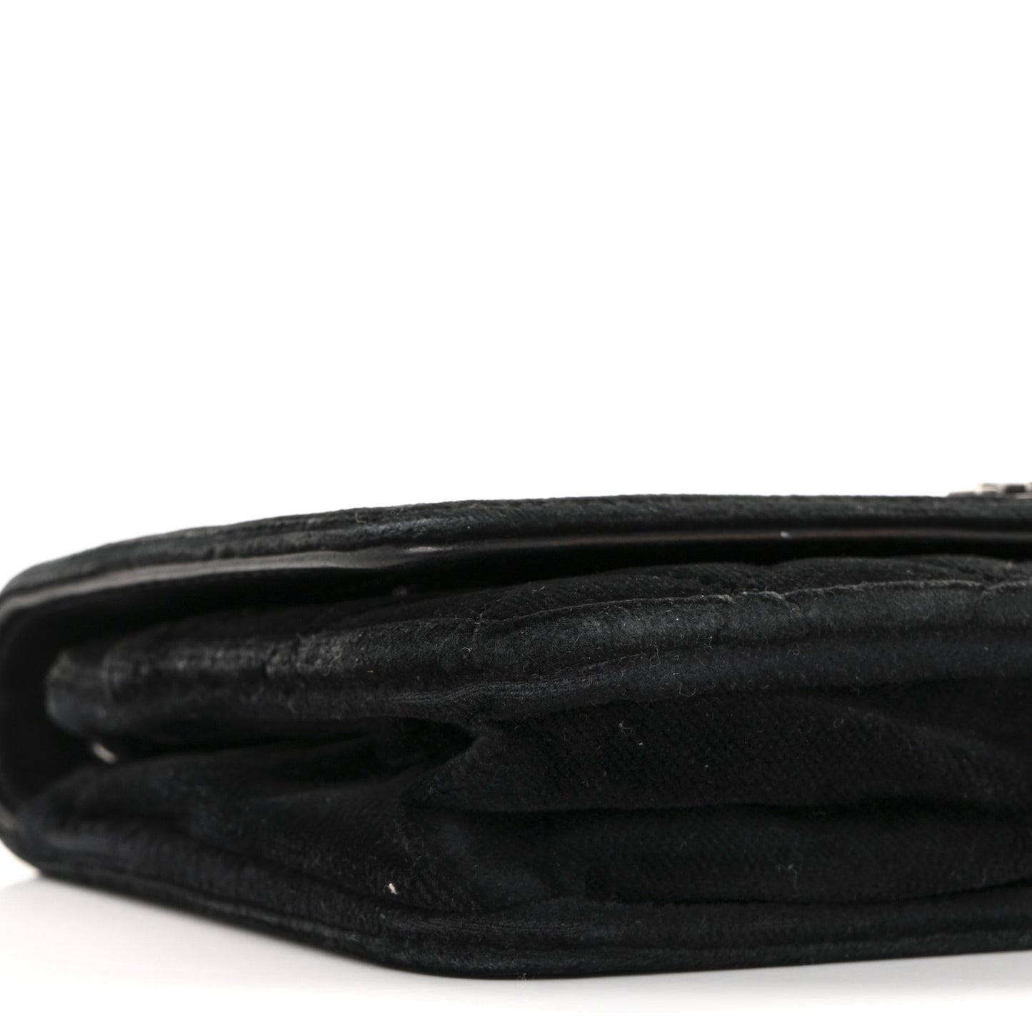 Velvet Quilted Boy Wallet On Chain WOC Black