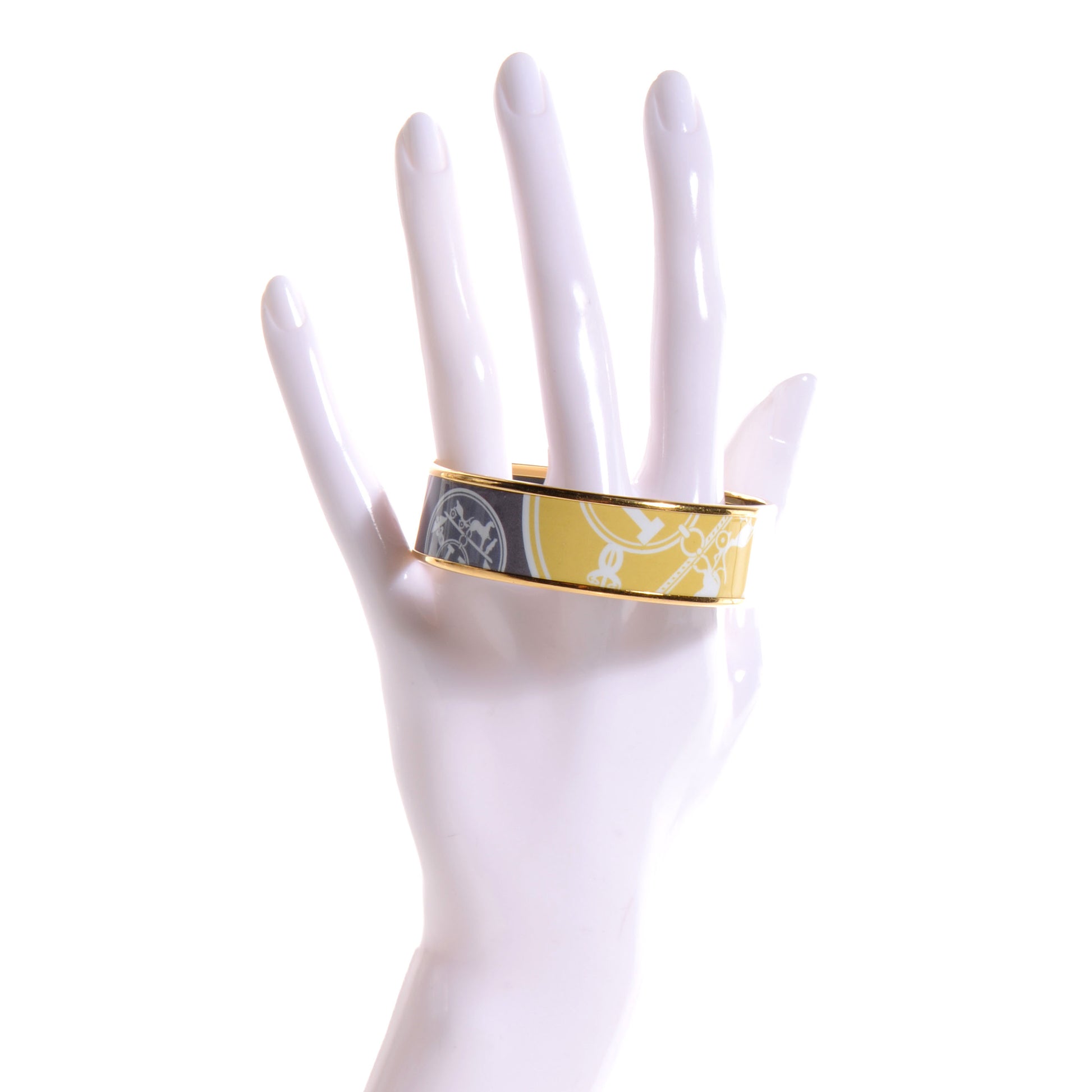 Hermes Enamel Printed Ex Libris Wide Bracelet 65 2 of 5