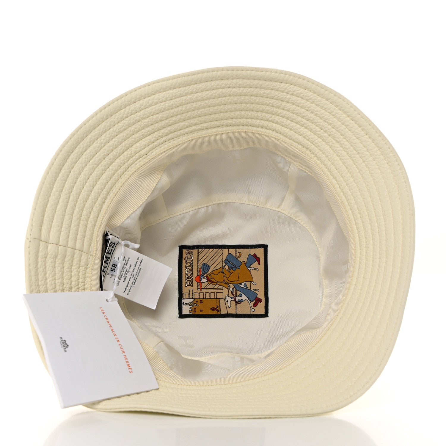 Hermes Cerf Lourd Calvi Bucket Hat 58 White Casse 9 of 11