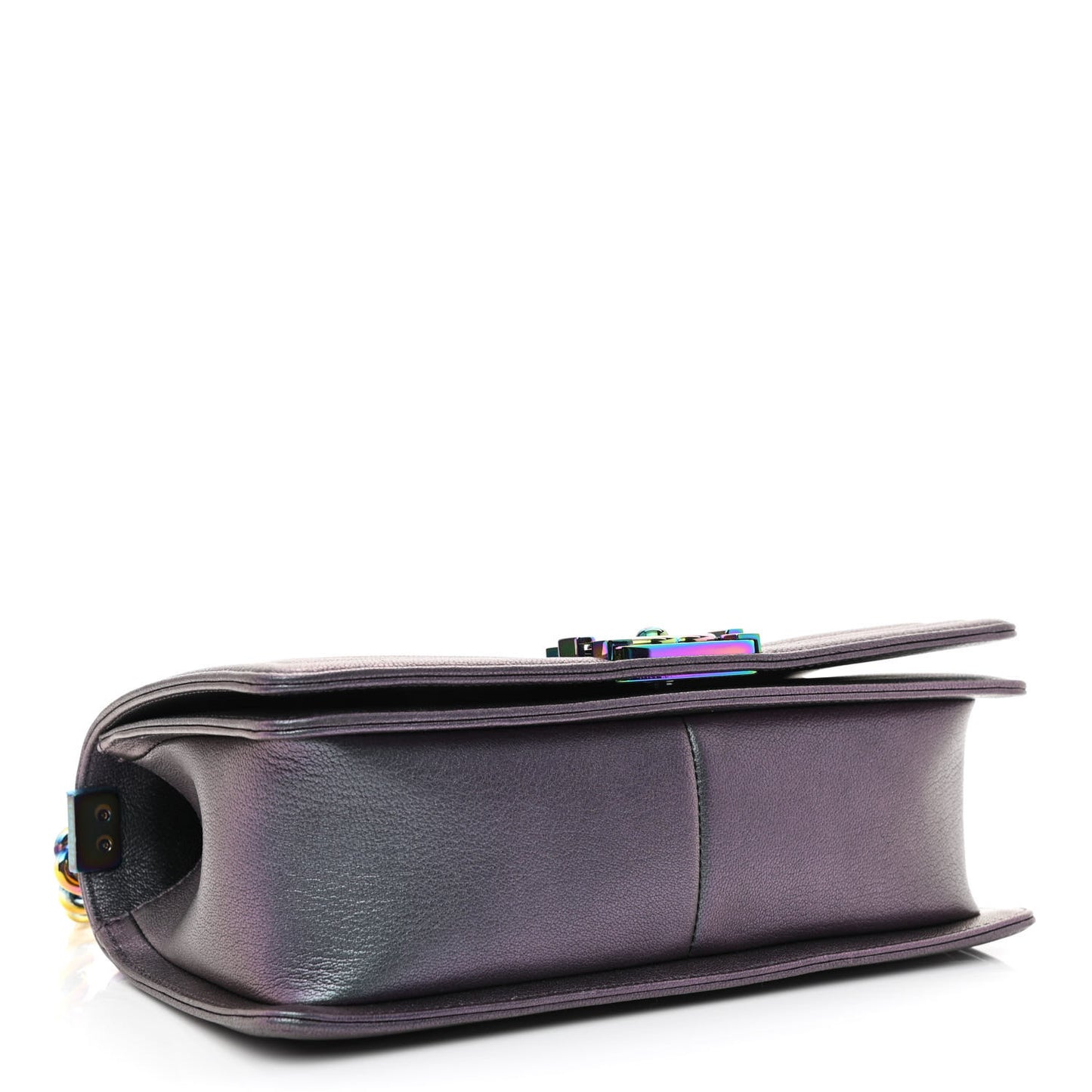 Iridescent Goatskin Quilted Medium Boy Flap Purple