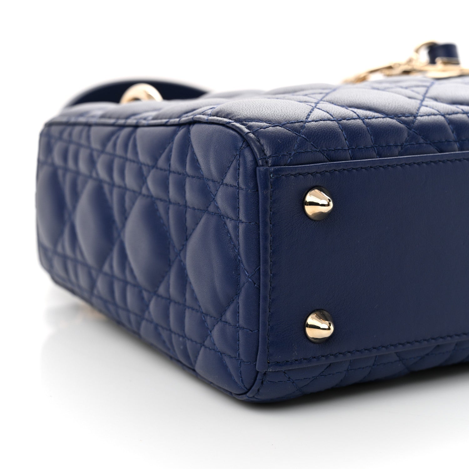 Christian Dior Lambskin Cannage Small Lady Dior Royal Blue 9 of 10