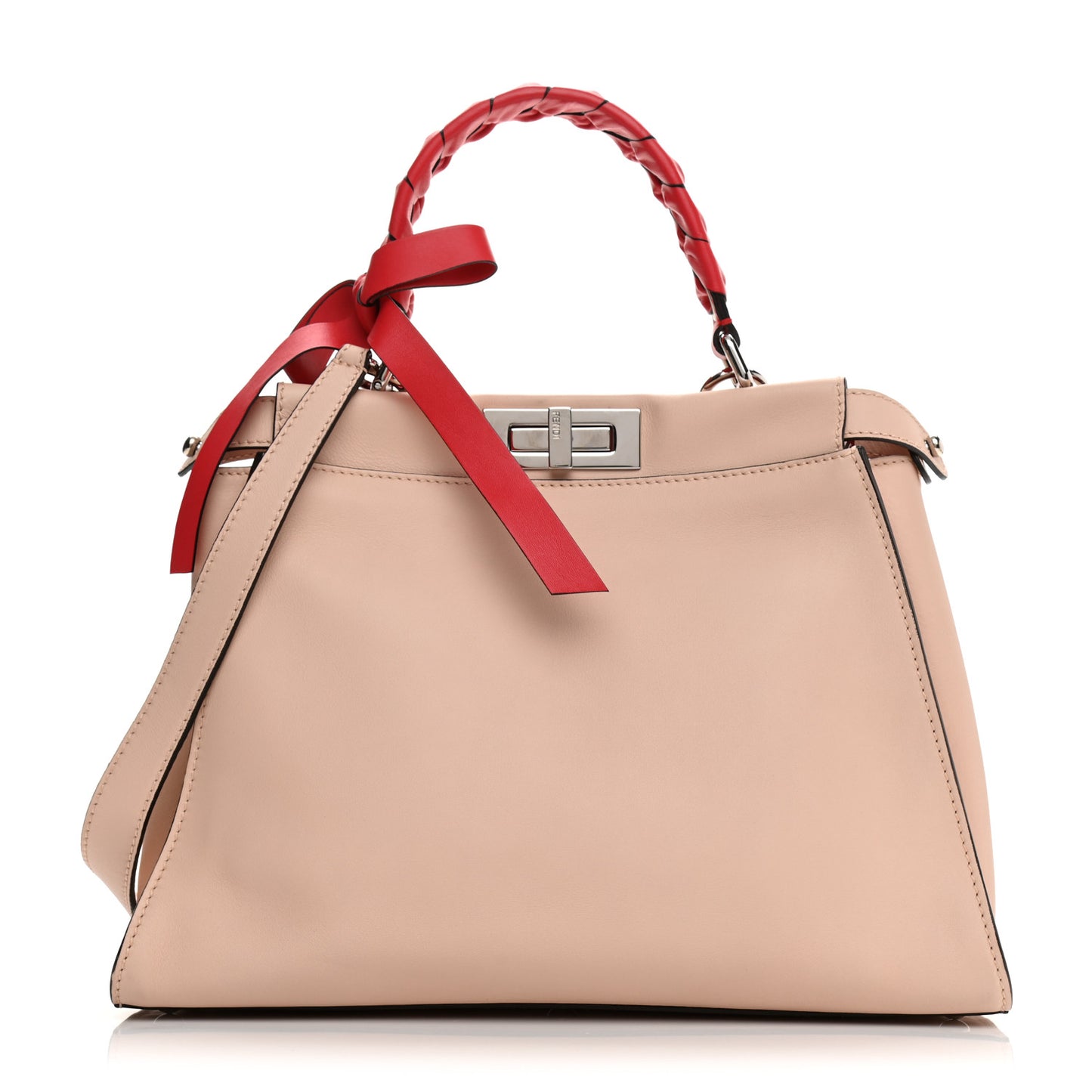 Vitello Seta Nappa Ribbon Medium Peekaboo Iconic Satchel Plaster Fiamma