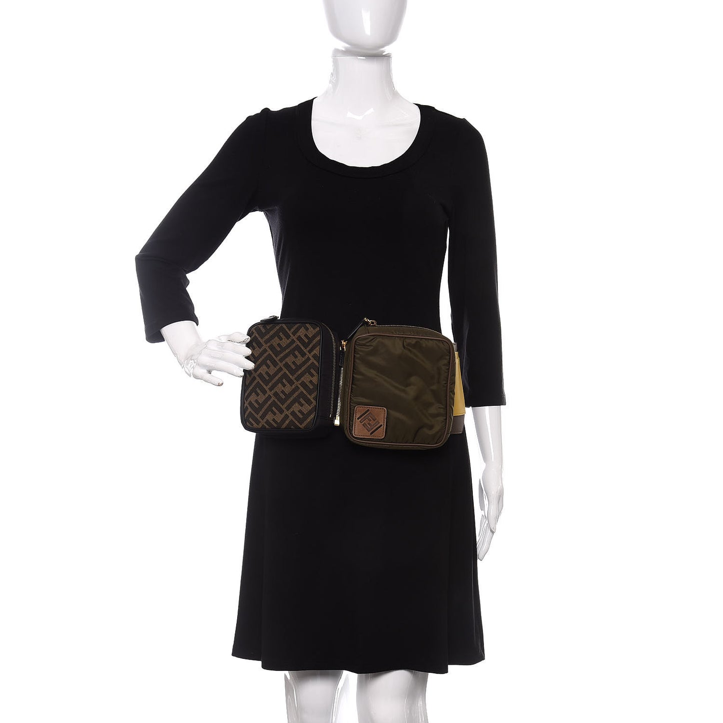 Nylon Dolmias Vitello Grace FF Multi Pouch Belt Bag Military Brown Tortora