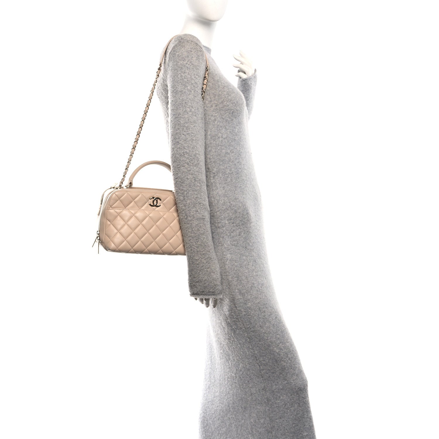 Chanel Lambskin Quilted Medium Trendy CC Bowling Bag Beige 2 of 10