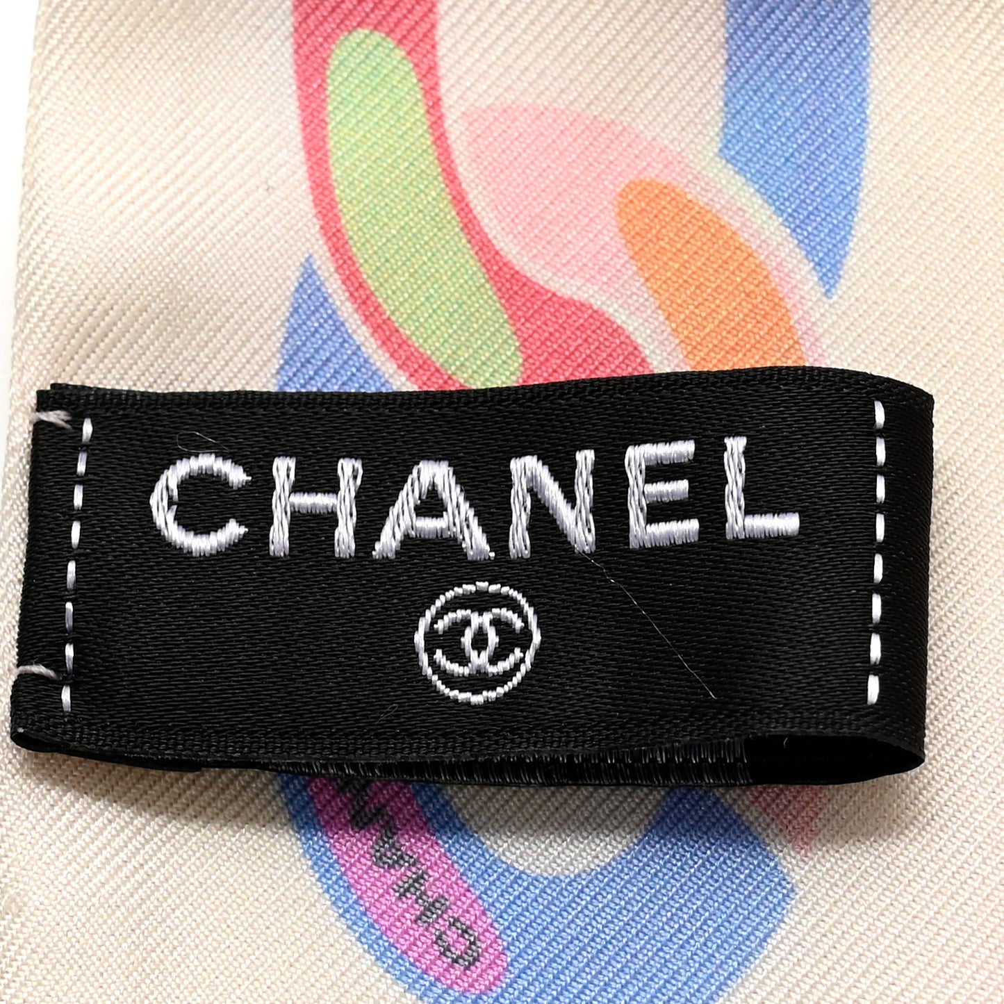 Silk CC Twilly Hair Tie White Multicolor
