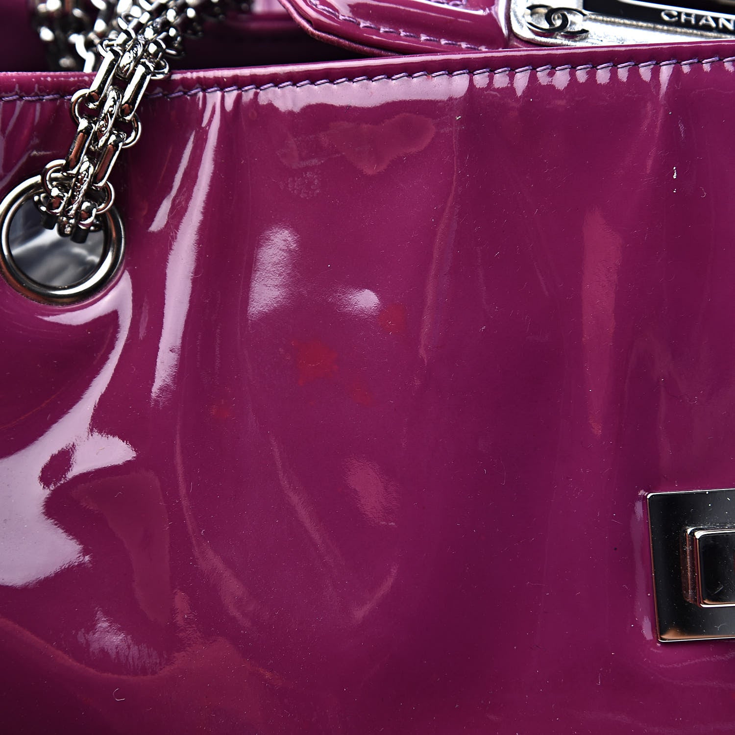 Chanel Patent Mademoiselle Lock Large Shopper Tote Purple 8 of 16