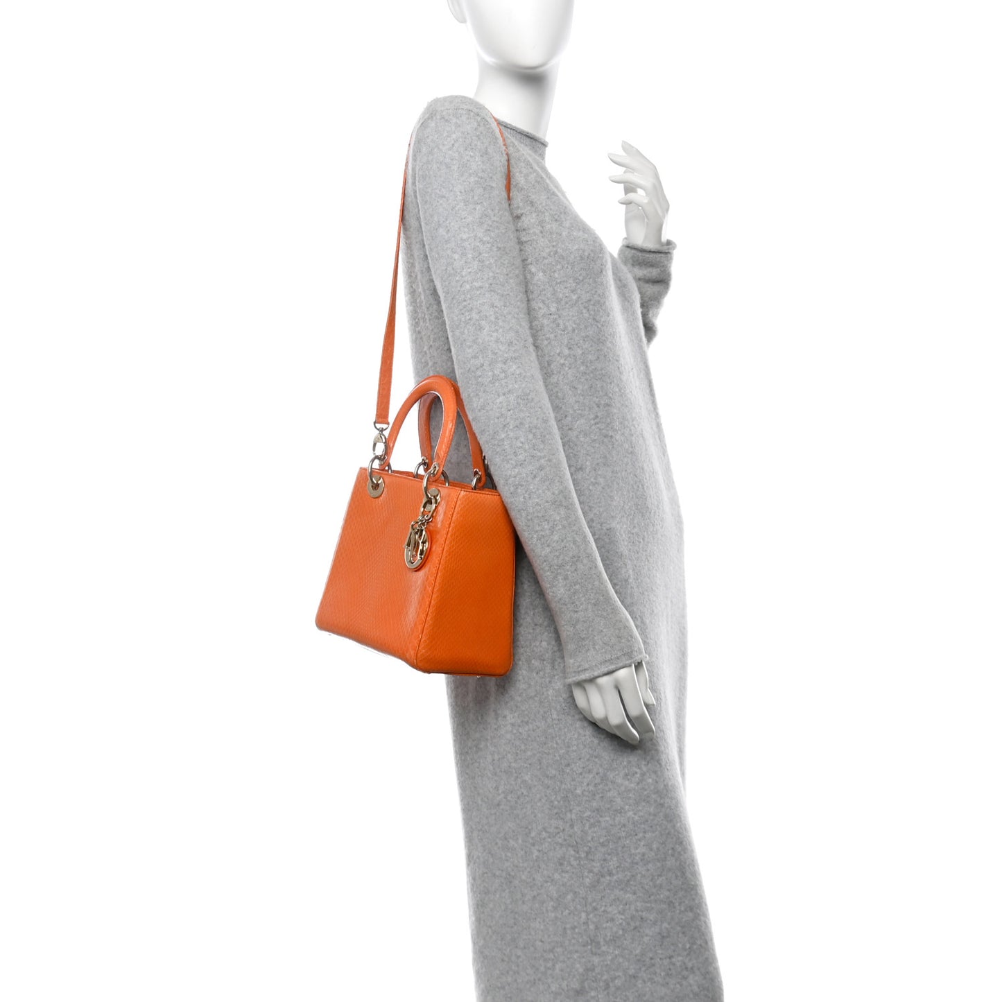 Snakeskin Medium Lady Dior Orange