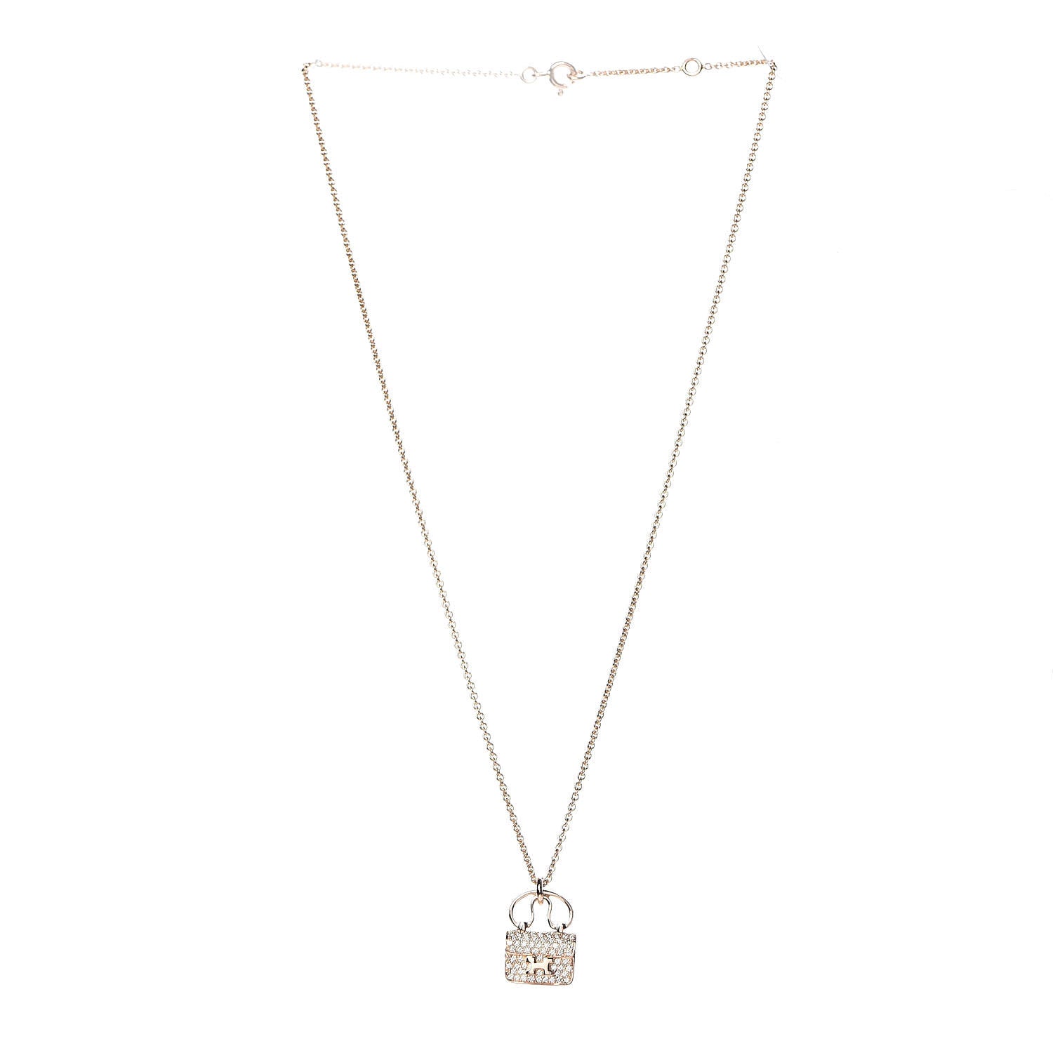 Hermes 18K Rose Gold Diamond Constance Amulette Pendant Necklace 3 of 7
