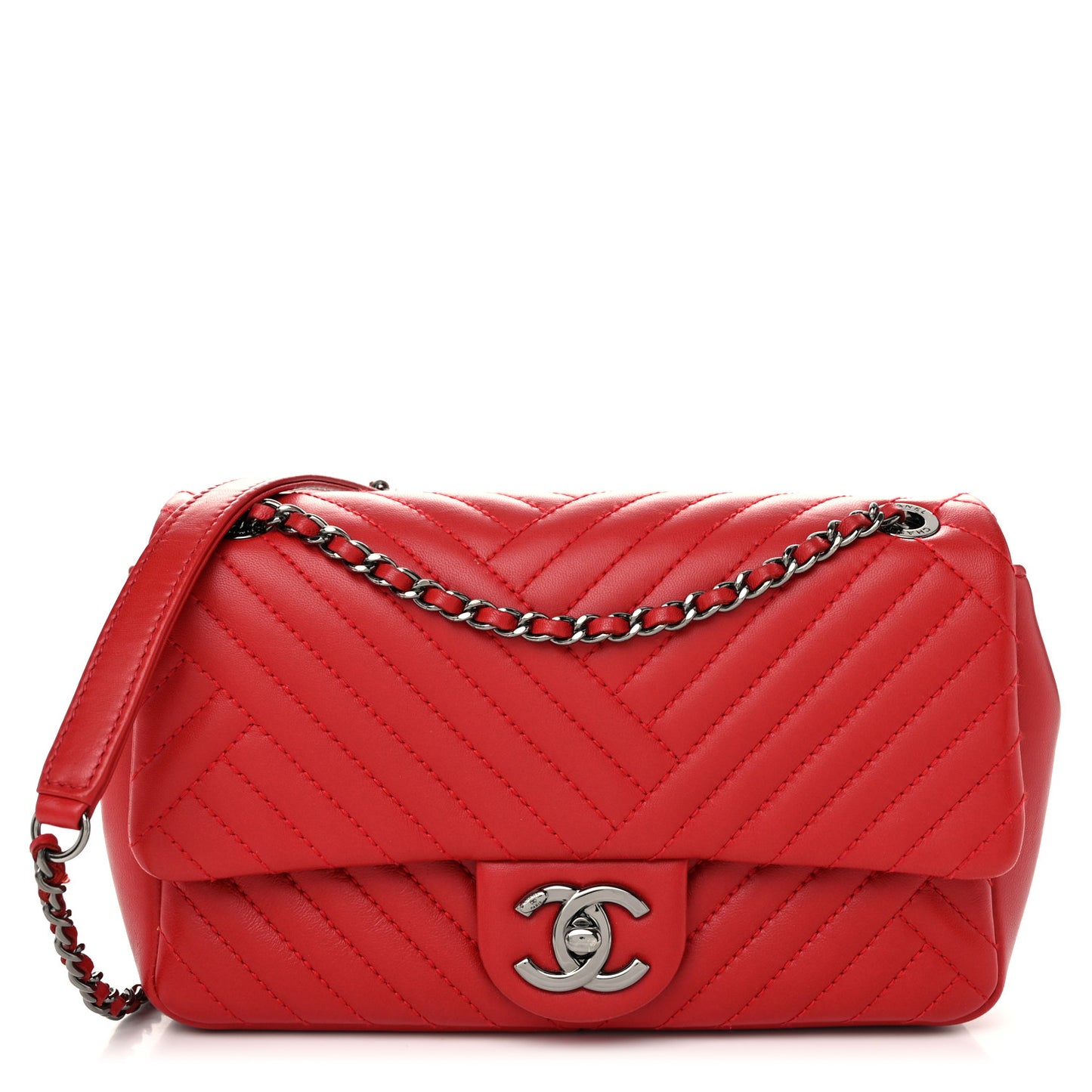 Lambskin Small CC Crossing Flap Red