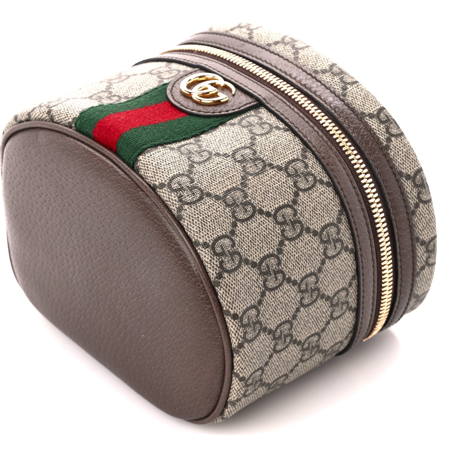 Gucci GG Supreme Monogram Textured Calfskin Web Ophidia Vanity Cosmetic Case Beige Ebony New Acero 11 of 13