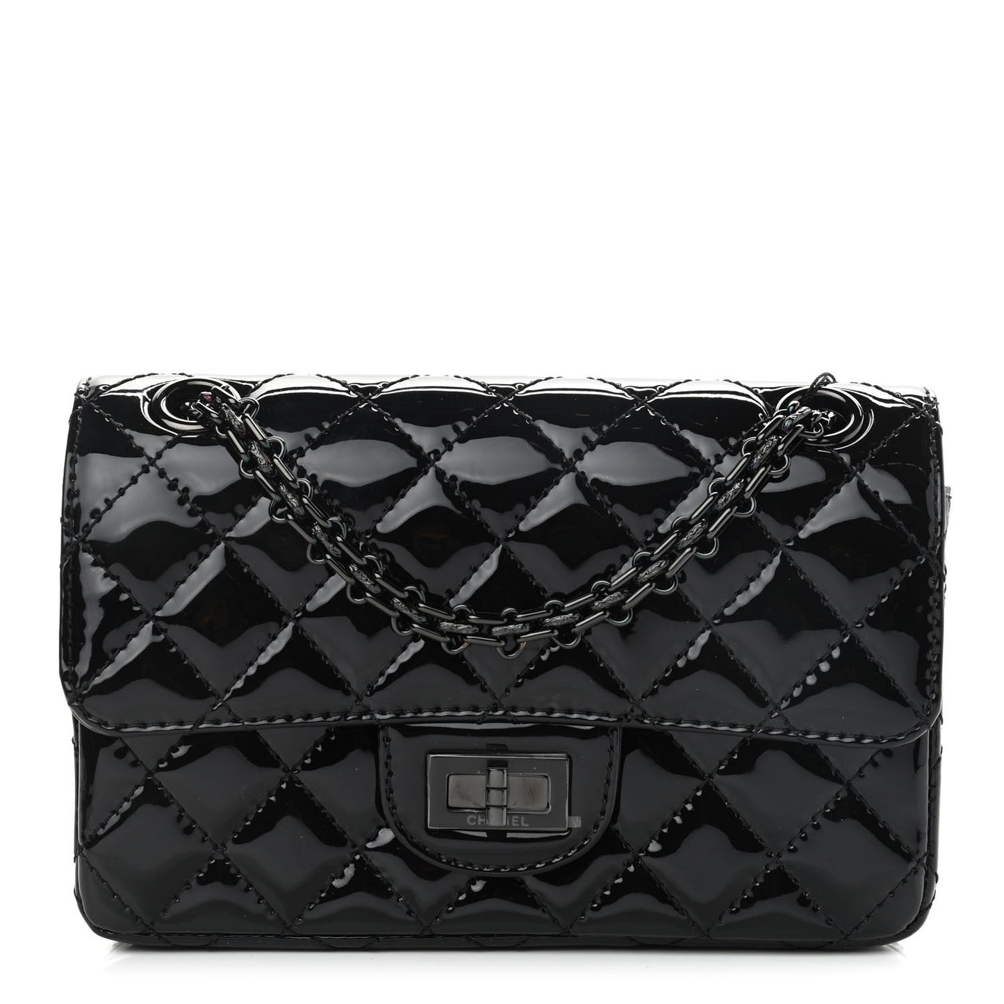 Patent Calfskin Quilted 2.55 Reissue Mini Flap So Black