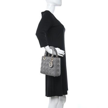 Christian Dior Lambskin Cannage Small Lady Dior Grey 2 of 11