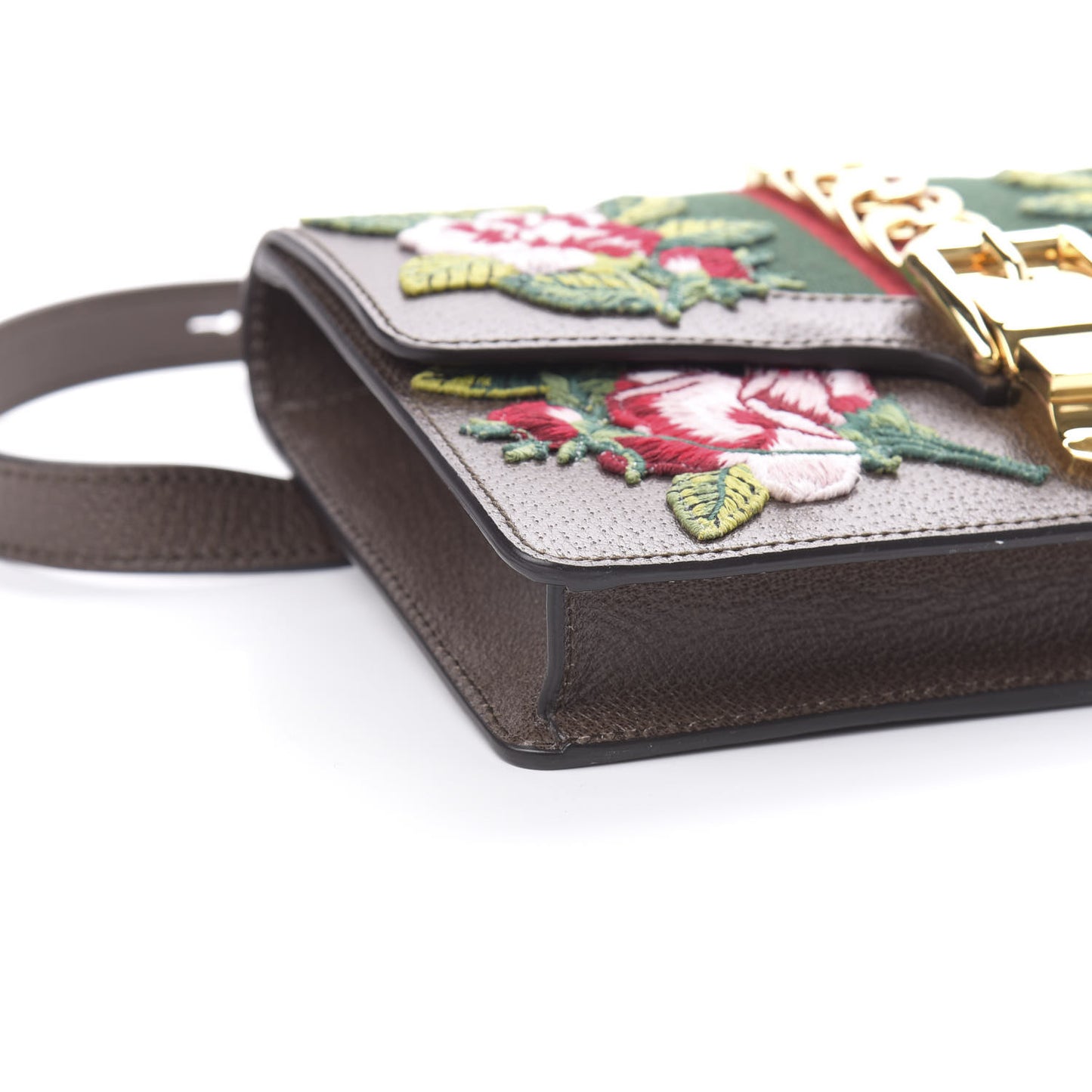 Calfskin Embroidered Sylvie Belt Bag Brown