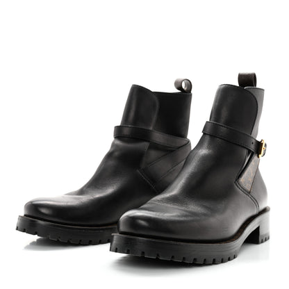 Louis Vuitton Calfskin Monogram Discovery Flat Ankle Boots 38 Black 3 of 10