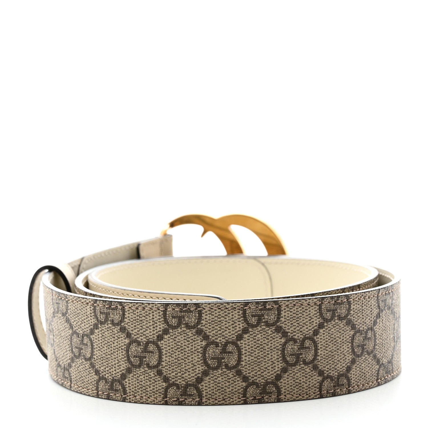 Gucci GG Supreme Monogram Matte Plutone Calfskin Double G 40mm Belt 95 38 Beige Ebony Mystic White 2 of 5