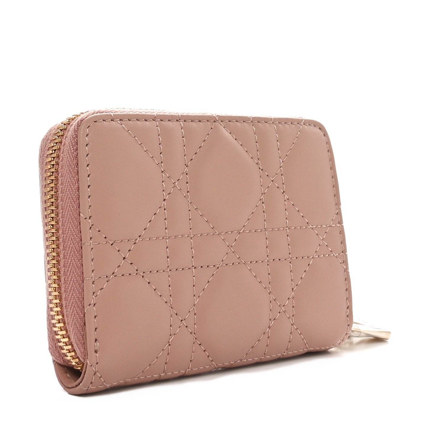 Lambskin Cannage Small Lady Dior Voyageur Coin Purse Rose Des Vents