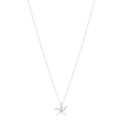 Tiffany Sterling Silver Diamond 12mm Elsa Peretti Starfish Pendant Necklace 1 of 5