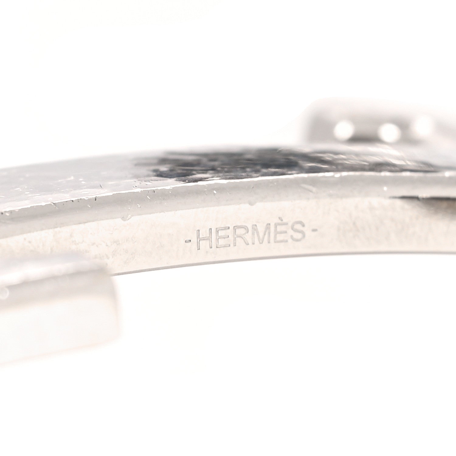 Hermes Palladium Martelee 32mm H Belt Buckle Silver 3 of 4