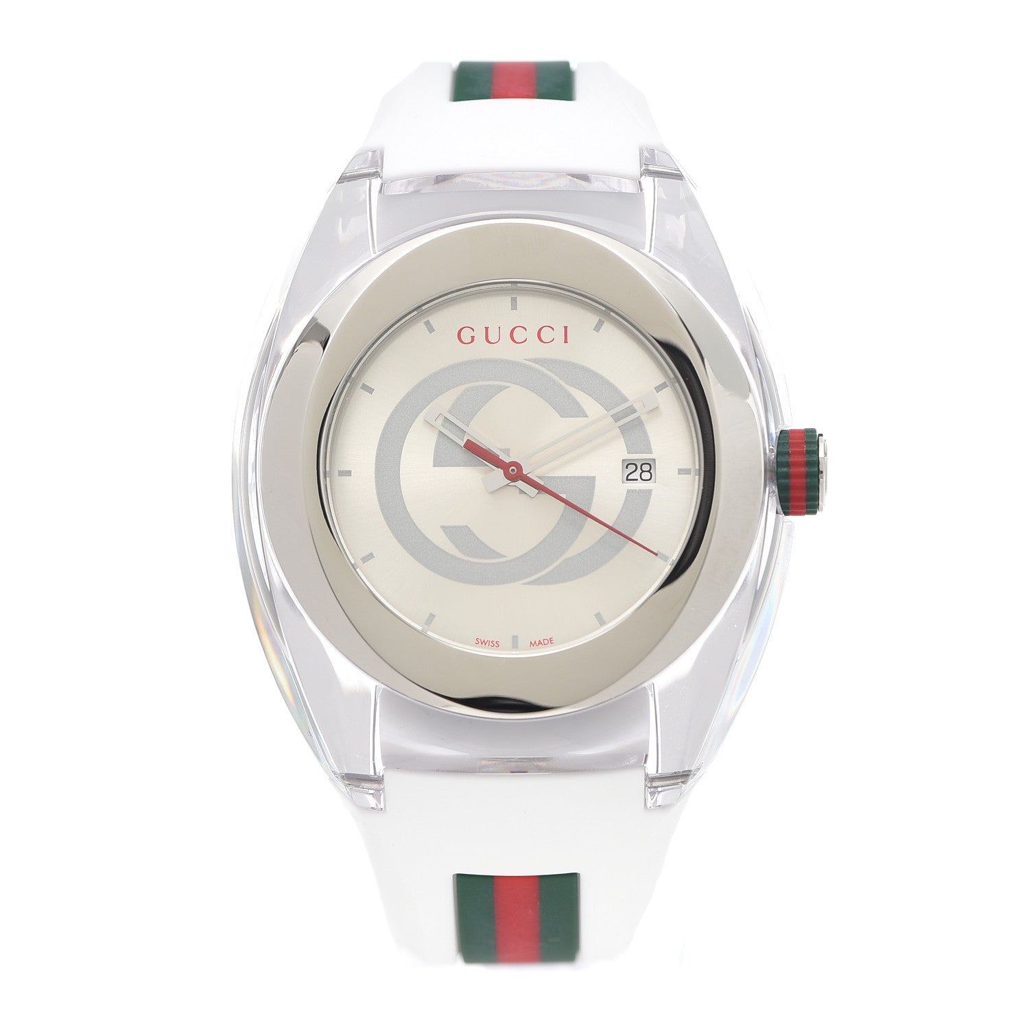 Gucci Stainless Steel Rubber 46mm Sync Web Quartz Watch White 1 of 5