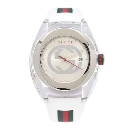 Gucci Stainless Steel Rubber 46mm Sync Web Quartz Watch White 1 of 5