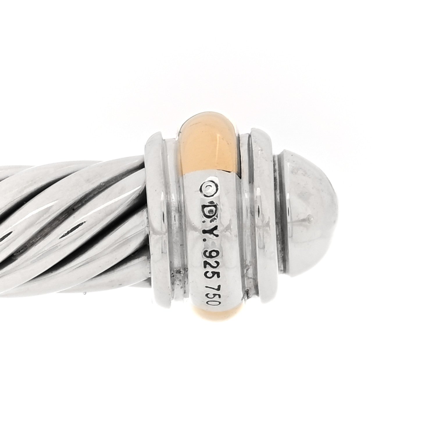 David Yurman Sterling Silver 14K Yellow Gold 5mm Cable Classics Dome Bracelet 3 of 4