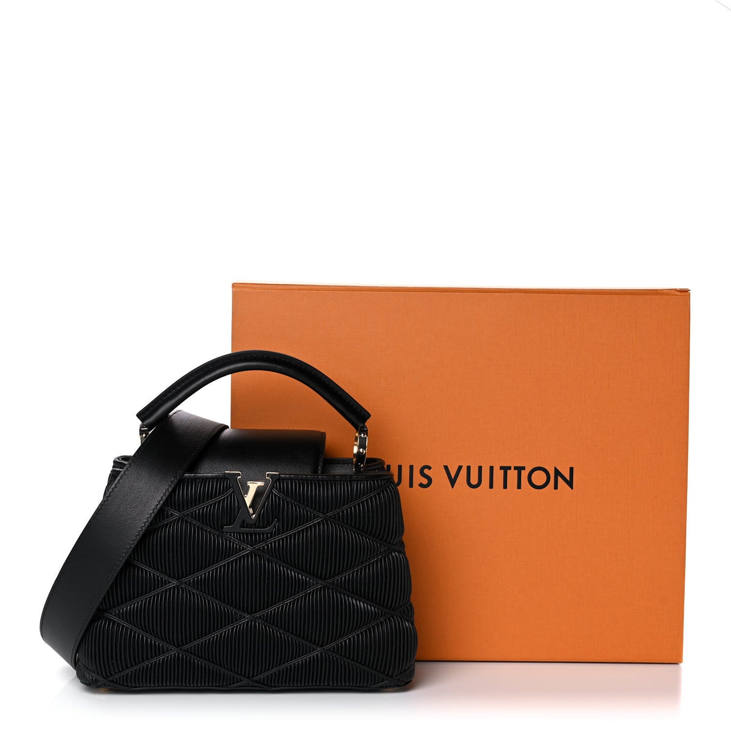Calfskin Pleated Capucines BB Black