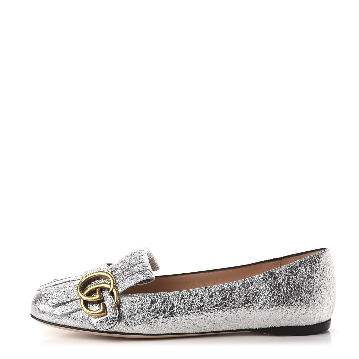 Gucci Galassia GG Marmont Fringe Flats 36 Argento 1 of 9