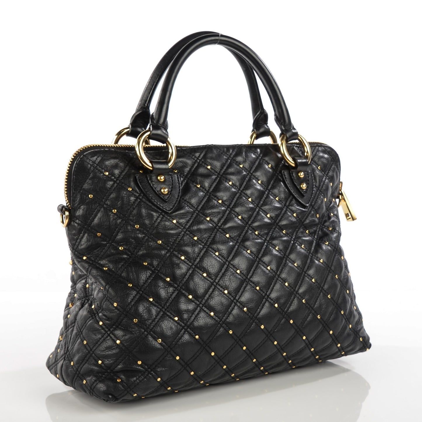 Lambskin Quilted Rio Stardust Satchel Black