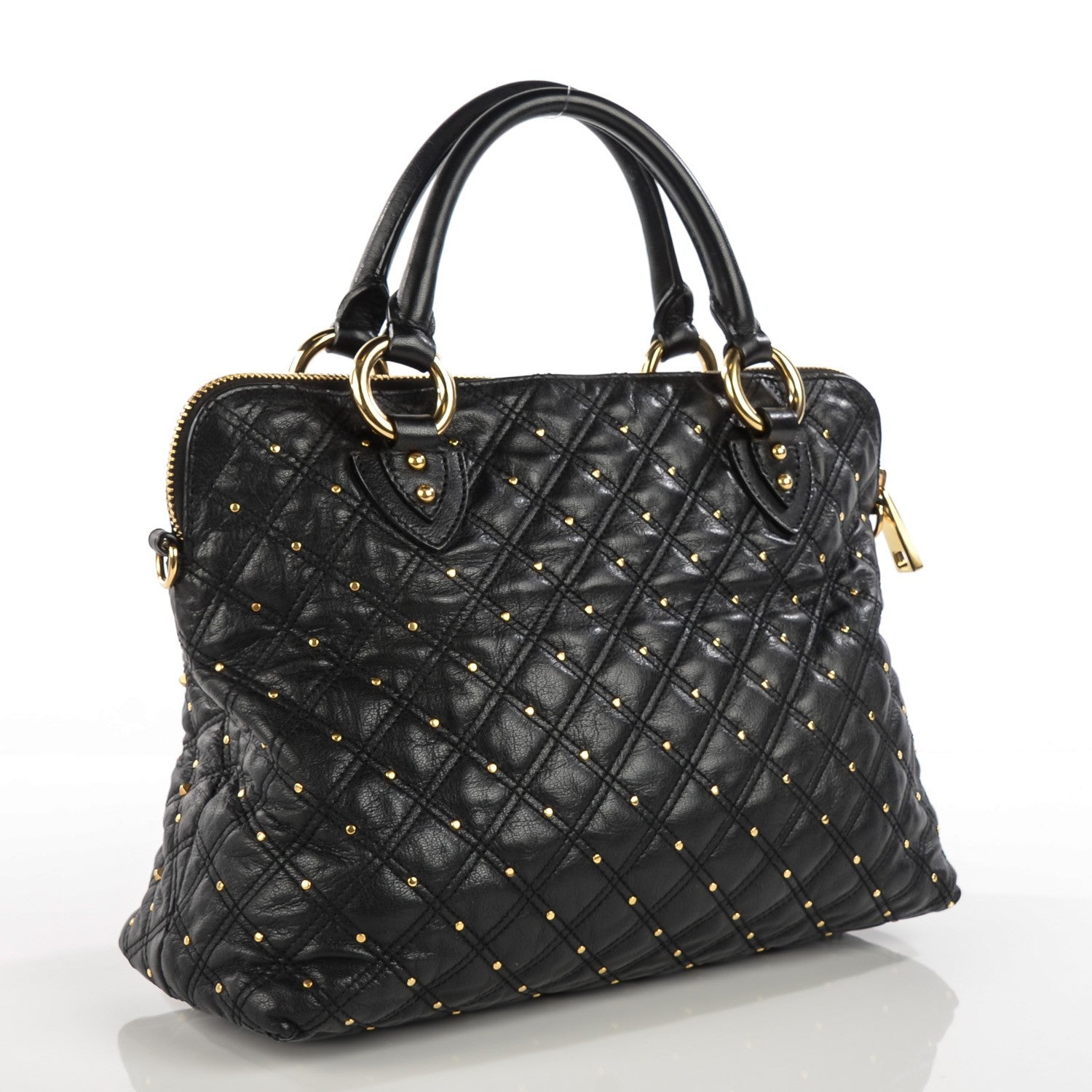 Marc Jacobs Lambskin Quilted Rio Stardust Satchel Black 3 of 9