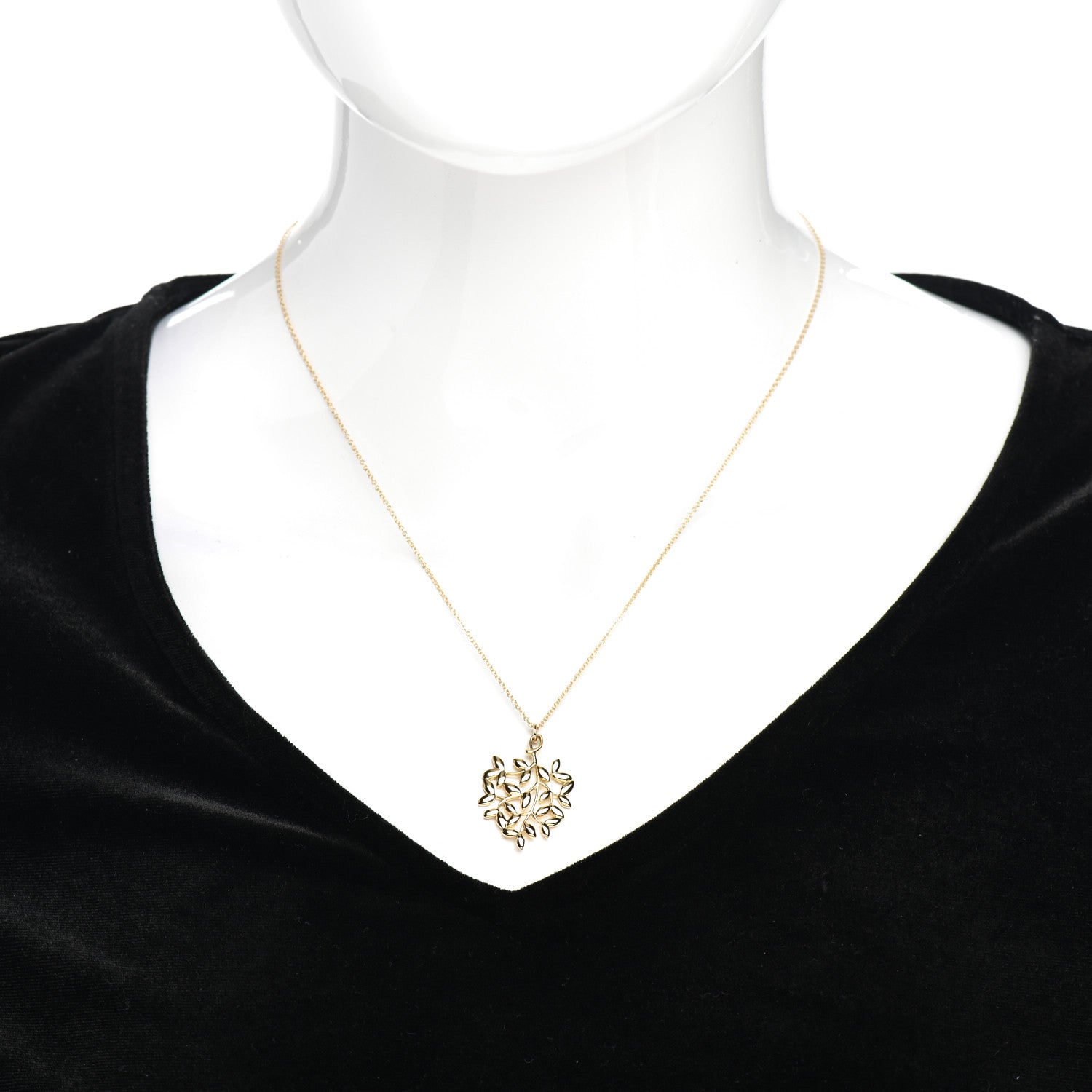 Tiffany 18K Yellow Gold Small Paloma Picasso Olive Leaf Pendant Necklace 2 of 5