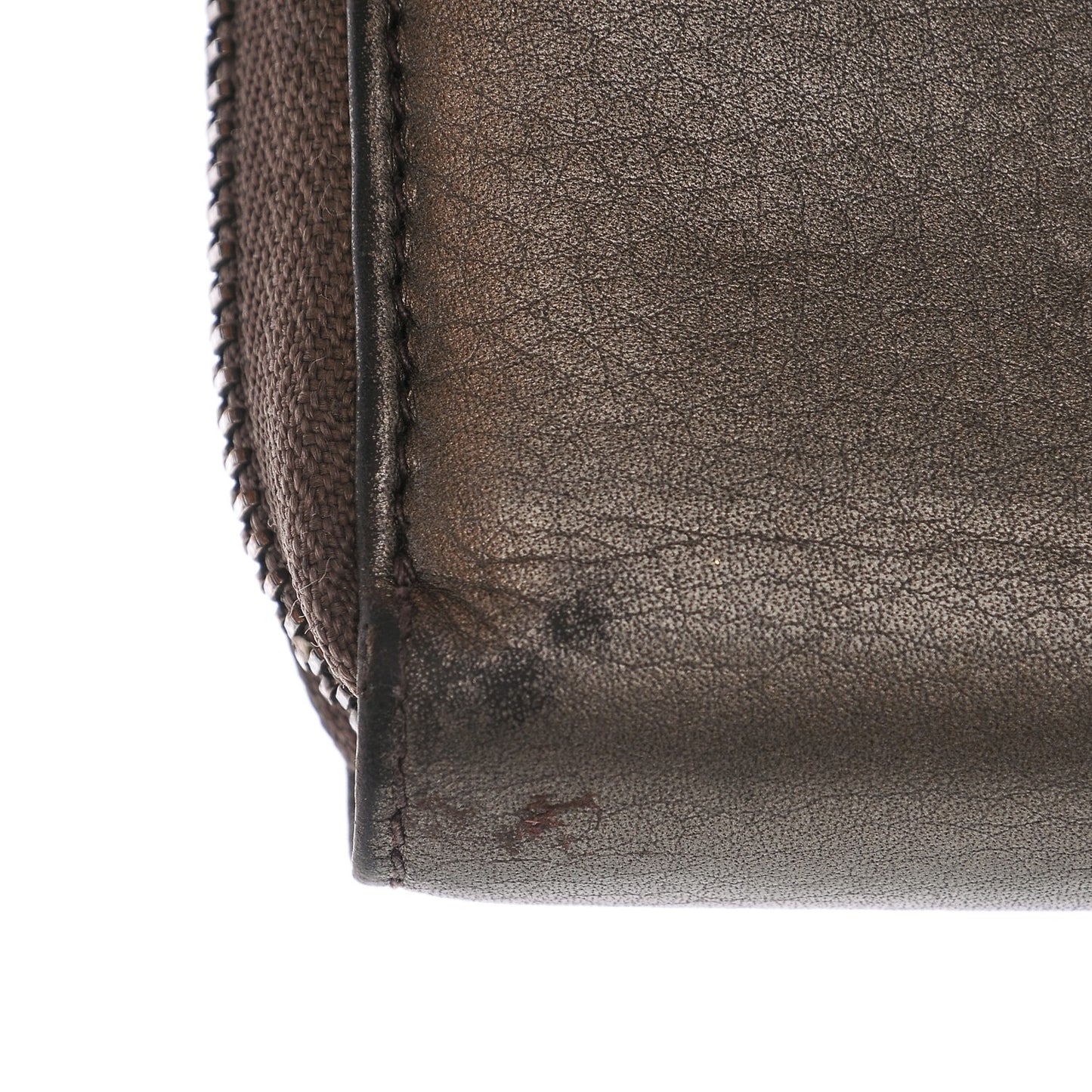 Metallic Pebbled Calfskin Soho Zip Around Wallet Sasso