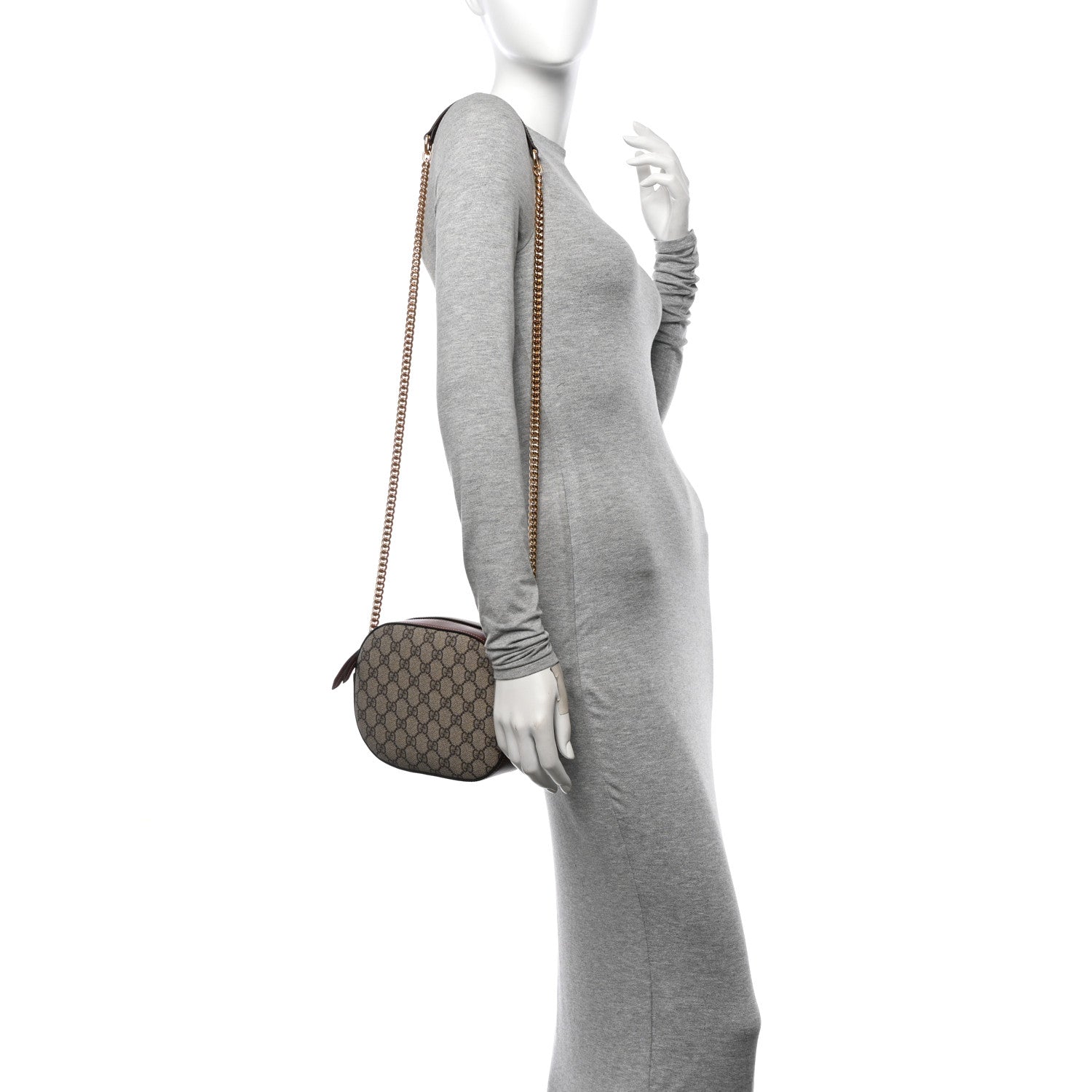 Gucci GG Supreme Monogram Cuoio Toscano Mini Chain Shoulder Bag Beige Ebony Cuir 2 of 11