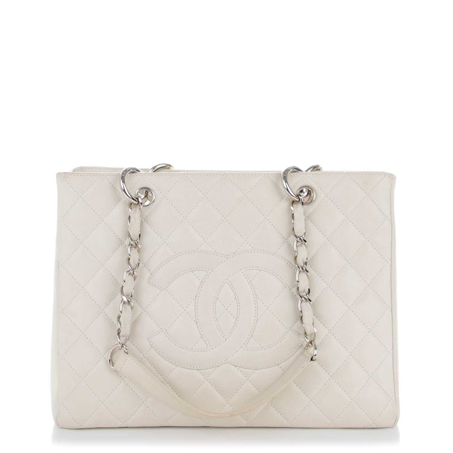 Chanel Caviar Quilted Grand Shopping Tote GST White 1 of 8