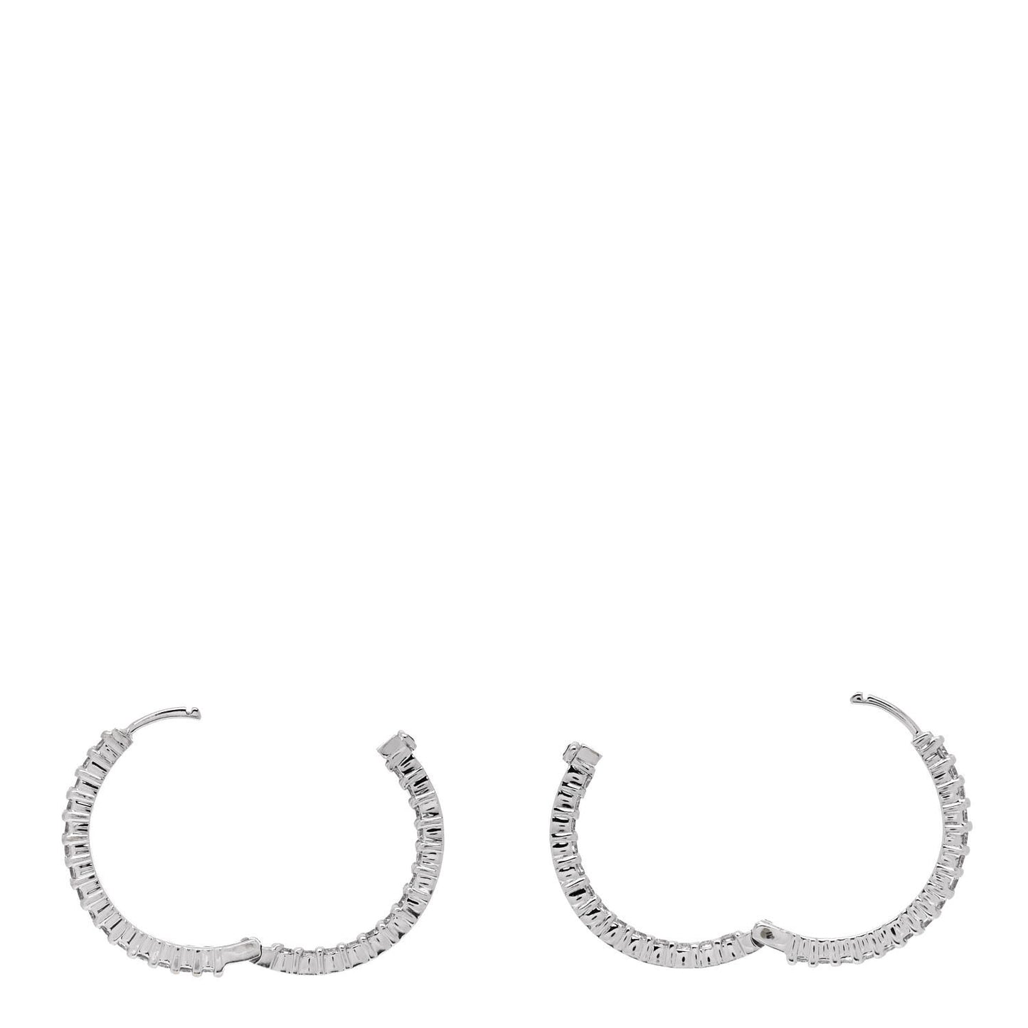 ROBERTO COIN 18K White Gold Diamond Medium Inside Outside Hoop Earrings