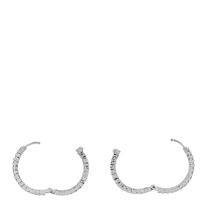 Roberto Coin ROBERTO COIN 18K White Gold Diamond Medium Inside Outside Hoop Earrings 3 of 5